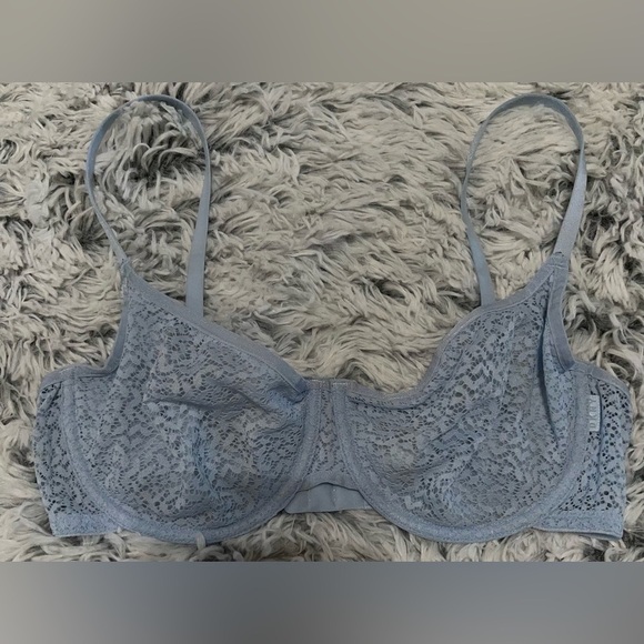 DKNY Modern Lace Sheer Underwire Demi Bra 38C Baby Blue - Picture 1 of 6